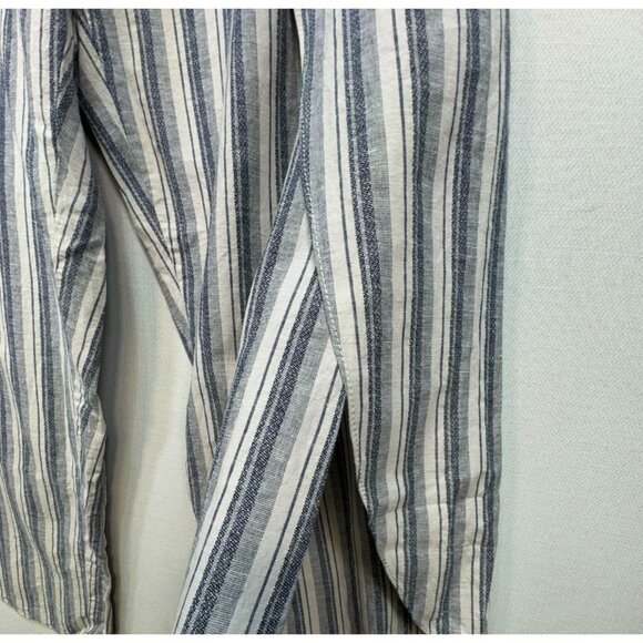 Cal 1850 Womens Striped Linen Blend XL Wide-Leg Pants With Overlap Design - Picture 5 of 14